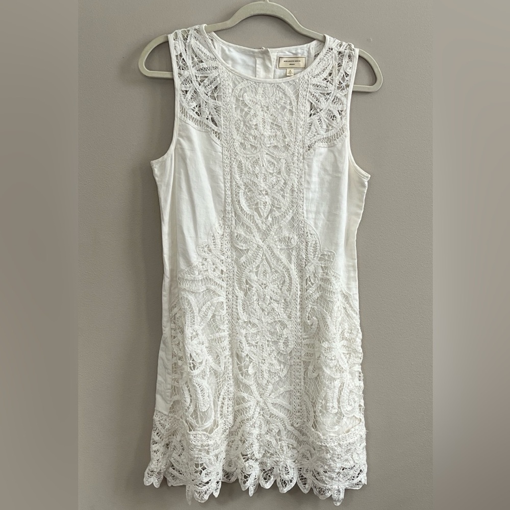 Anthropologie Moulinette Soeurs ivory lace sleeveless shift Garden dress size 6